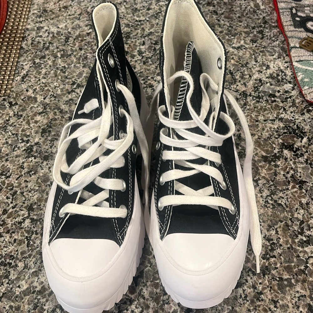 Platform black converse unisex